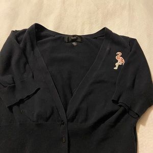 Girls Custom Black Shrug with Flamingo XL